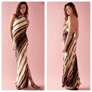 Bec & Bridge Watercolour Maxi Dress Print Brown Size US 4